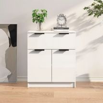 SKM - Buffet Blanc brillant 60x30x70 cm Bois d'ingénierie