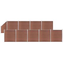 Skm - Ensemble De Clôture Wpc 9 Carré + 1 Incliné 1657x186 Cm Marron