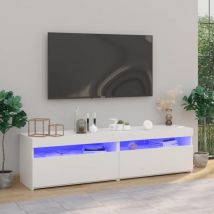 SKM - Meubles tv 2 pcs avec lumières led Blanc 75x35x40 cm