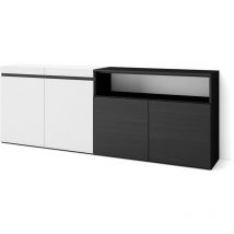 Aparadores para salón, Gran capacidad de almacenaje, 200x75x35cm, 4 Puertas, Armario, zapatero, Estilo Moderno, Blanco y negro - Skraut Home