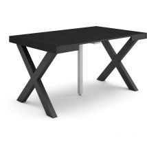 Ausziehbarertisch, Multifunktionaler ausziehbarer, 140, Für 6 Gäste, Massivholz Beine, Moderner Stil, Schwarz - Skraut Home