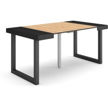 Ausziehbarertisch, Multifunktionaler ausziehbarer, 160, Für 8 Gäste, Massivholz Beine, Moderner Stil, Schwarz Eiche - Skraut Home