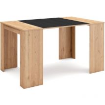 Ausziehbarertisch, Multifunktionaler ausziehbarer, 140, Für 6 Gäste, Esszimmertische, Moderner Stil, Eiche Schwarz - Skraut Home