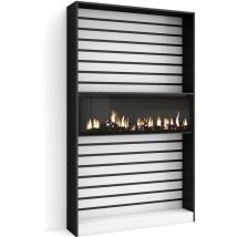 Skraut Home - Bücherregal Bibliothek, Bookshelf, Bookcase, 110x186x25cm, Wohnzimmer, Esszimmer, Büro, Elektrokamin. Maße, Moderner Stil, Weiß und