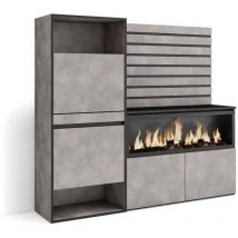 Skraut Home - Buffet, Bahut, Meuble de Rangement, 167x145x35 cm, Chambre à coucher, pièce, Cheminée électrique XXL, Meuble à Chaussures, Style