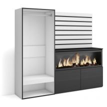 Skraut Home - Buffet, Bahut, Meuble de Rangement, 167x145x35 cm, Chambre à coucher, pièce, Cheminée électrique XXL, Vestiaire ouvert, Style moderne,