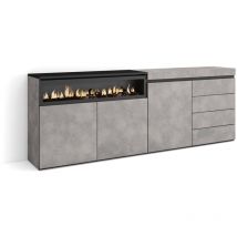 Skraut Home - Buffet, Bahut, Meuble de Rangement, 207x75x35 cm, Chambre à coucher, pièce, Cheminée électrique, Commode, Buffet, Style moderne, Gris