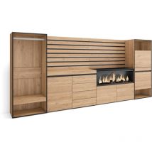Skraut Home - Buffet, Bahut, Meuble de Rangement, 334x145x35 cm, Chambre à coucher, pièce, Cheminée électrique XXL, Commode, Buffet, Meuble à