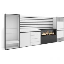 Skraut Home - Buffet, Bahut, Meuble de Rangement, 334x145x35 cm, Chambre à coucher, pièce, Cheminée électrique XXL, Commode, Buffet, Meuble à