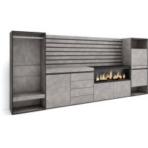 Skraut Home - Buffet, Bahut, Meuble de Rangement, 334x145x35 cm, Chambre à coucher, pièce, Cheminée électrique XXL, Commode, Buffet, Meuble à