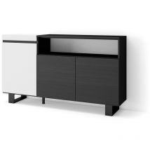 Buffet salon et cuisine, Meuble de Rangement, Commode, 150x87x35cm, 3 Portes, Design industriel, Style moderne, Blanc et noir - Skraut Home