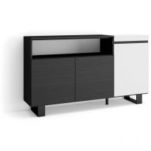 Buffet salon et cuisine, Meuble de Rangement, Commode, 150x87x35cm, 3 Portes, Design industriel, Style moderne, Blanc et noir - Skraut Home