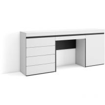 Skraut Home - Coiffeuse, Table maquillage, rangement, 177x75x35 cm, Avec tiroir, Commode, Buffet, Style moderne, Blanc
