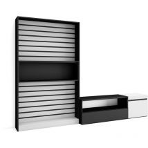 Ensemble Meuble tv, Meuble Salon Complet, 260x186x35cm, Pour les tv jusqu'à 65', Salon Complet, Style moderne, Blanc et noir - Skraut Home