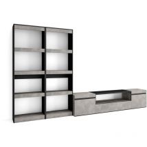 Ensemble Meuble tv, Meuble Salon Complet, 320x186x35cm, Pour les tv jusqu'à 80', Salon Complet, Style moderne, Gris Ciment - Skraut Home