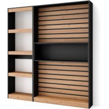 Skraut Home - Étagère Bibliothèque, Étagère de Rangement, 170x186x25cm, Salon Salle à manger Bureau, Salon, Bureau, Style moderne, Chêne et noir