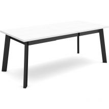 Skraut Home - Mesa Comedor, Mesa Fija Cocina y Salón, 200, Para 10 Comensales, Patas de madera, Estilo Moderno, Blanco