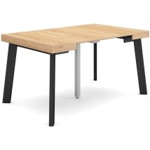 Skraut Home - Mesa Consola extensible, Mesa comedor plegable, 140, Para 6 comensales, Patas de madera, Estilo Moderno, Roble y negro