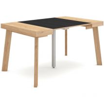 Skraut Home - Mesa Consola extensible, Mesa comedor plegable, 140, Para 6 comensales, Patas de madera, Estilo Moderno, Roble y negro