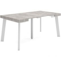 Mesa Consola extensible, Mesa comedor plegable, 160, Para 8 comensales, Patas de madera, Estilo Moderno, Gris Cemento - Skraut Home