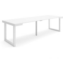 Skraut Home - Mesa Consola extensible, Mesa comedor plegable, 260, Para 12 comensales, Patas madera maciza, Estilo Moderno, Blanco