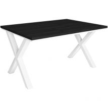 Skraut Home - Mesa de Comedor, 6 Comensales, 140, Robusta y estable gracias a su estructura y patas macizas, Ideal para reuniones familiares, Negro,