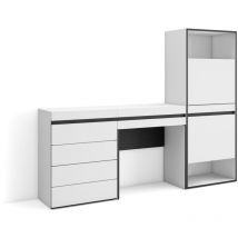 Meuble à Chaussures, Meuble Rangement Chaussures, 187x145x35 cm, Chambre à coucher, pièce, Commode, Buffet, Coiffeuse, Style moderne, Blanc - Skraut