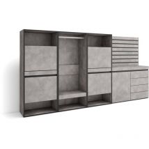 Meuble à Chaussures, Meuble Rangement Chaussures, 287x145x35 cm, Chambre à coucher, pièce, Vestiaire ouvert, Commode, Buffet, Panneaux Muraux en