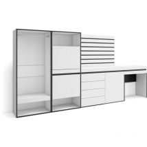 Meuble à Chaussures, Meuble Rangement Chaussures, 297x145x35 cm, Chambre à coucher, pièce, Vestiaire ouvert, Commode, Buffet, Panneaux Muraux en