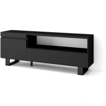 Skraut Home - Meuble tv, Banc Télé, Grand espace de Rangement, 150x57x35cm, Pour les tv jusqu'à 65', Design industriel, Style moderne, Noir