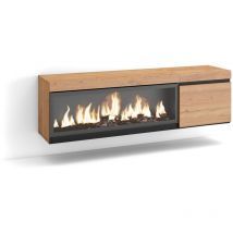 Skraut Home - Meuble TV, Banc Télé, Grand espace de Rangement, 160, Pour les TV jusqu'à 65", Cheminée électrique XXL, Suspendu, Mural, Style moderne,