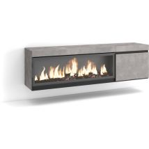 Skraut Home - Meuble TV, Banc Télé, Grand espace de Rangement, 160, Pour les TV jusqu'à 65", Cheminée électrique XXL, Suspendu, Mural, Style moderne,