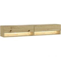 Meuble tv, Banc Télé, Grand espace de Rangement, 180, led, Meubles de salon, Style moderne, Chêne - Skraut Home