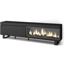 Skraut Home - Meuble TV, Banc Télé, Grand espace de Rangement, 210, Pour les TV jusqu'à 80", Cheminée électrique XXL, Design industriel, Style