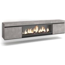 Skraut Home - Meuble TV, Banc Télé, Grand espace de Rangement, 210, Pour les TV jusqu'à 80", Cheminée électrique XXL, Suspendu, Mural, Style moderne,