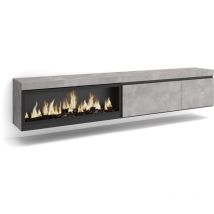 Skraut Home - Meuble TV, Banc Télé, Grand espace de Rangement, 237x45x35 cm, TV grand format, Cheminée électrique XXL, Suspendu, Mural, Style
