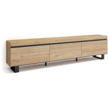 Meuble tv, Banc Télé, Grand espace de Rangement, 240x57x35 cm, Design industriel, Style moderne, Chêne - Skraut Home
