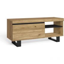 Meuble tv mod.NATURALE ''Chêne/Noir'', 1 porte et 2 logements, salon-séjour, 120x40x53cm - Skraut Home