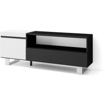 Skraut Home - Mobile tv Soggiorno, Ampio spazio a disposizione, 150x57x35cm, Per tv fino a 65', Design industriale, Stile moderno, Bianco e nero