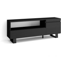 Skraut Home - Mobile tv Soggiorno, Ampio spazio a disposizione, 150x57x35cm, Per tv fino a 65', Design industriale, Stile moderno, Nero