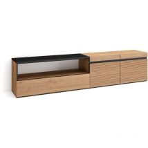 Skraut Home - Mobile tv Soggiorno, Ampio spazio a disposizione, 200x45x35cm, Per tv fino a 80', Mobile Soggiorno, Stile moderno, Rovere