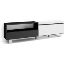 Skraut Home - Mobile TV Soggiorno, Ampio spazio a disposizione, 200x57x35cm, Per TV fino a 80", Design industriale, Stile moderno, Bianco e nero