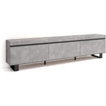 Skraut Home - Mobile tv Soggiorno, Ampio spazio a disposizione, 240x57x35 cm, Design industriale, Stile moderno, Grigio Cemento