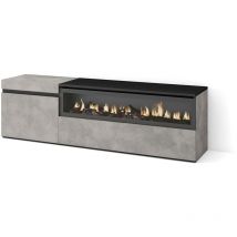 Skraut Home - Mueble tv, Televisión, Muebles de salón, almacenaje, 150x45x35cm, Para tv hasta 65', Chimenea eléctrica, Estilo Moderno, Gris Cemento