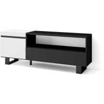Mueble tv, Televisión, Muebles de salón, almacenaje, 150x57x35cm, Para tv hasta 65', Diseño industrial, Estilo Moderno, Blanco y negro - Skraut Home