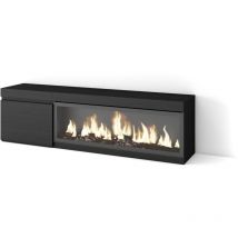 Mueble tv, Televisión, Muebles de salón, almacenaje, 160, Para tv hasta 65', Chimenea eléctrica xxl, Estilo Moderno, Negro - Skraut Home