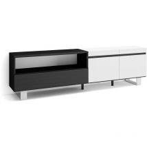 Skraut Home - Mueble TV, Televisión, Muebles de salón, almacenaje, 200x57x35cm, Para TV hasta 80", Diseño industrial, Estilo Moderno, Blanco y negro