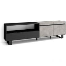 Skraut Home - Mueble tv, Televisión, Muebles de salón, almacenaje, 200x57x35cm, Para tv hasta 80', Diseño industrial, Estilo Moderno, Gris Cemento