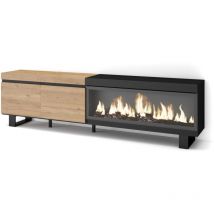 Skraut Home - Mueble tv, Televisión, Muebles de salón, almacenaje, 210, Para tv hasta 80', Chimenea eléctrica xxl, Diseño industrial, Estilo Moderno,