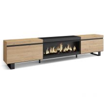 Skraut Home - Mueble tv, Televisión, Muebles de salón, almacenaje, 267x57x35 cm, Para tv gran formato, Chimenea eléctrica xxl, Diseño industrial,